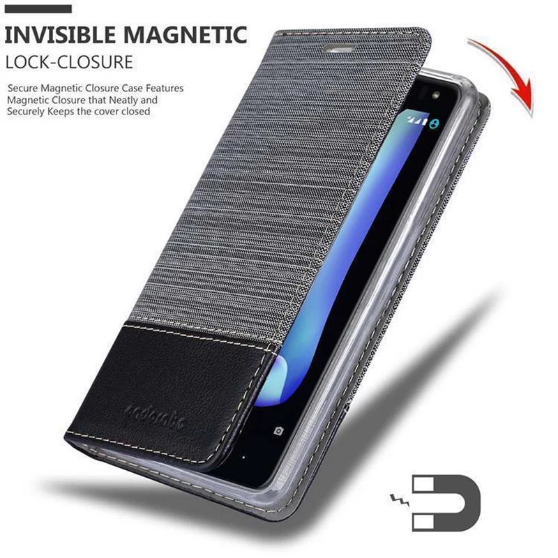Cadorabo Hülle kompatibel mit BQ Aquaris U2 / U2 LITE Schutzhülle mit Magnetverschluss, Standfunktion und Kartenfach