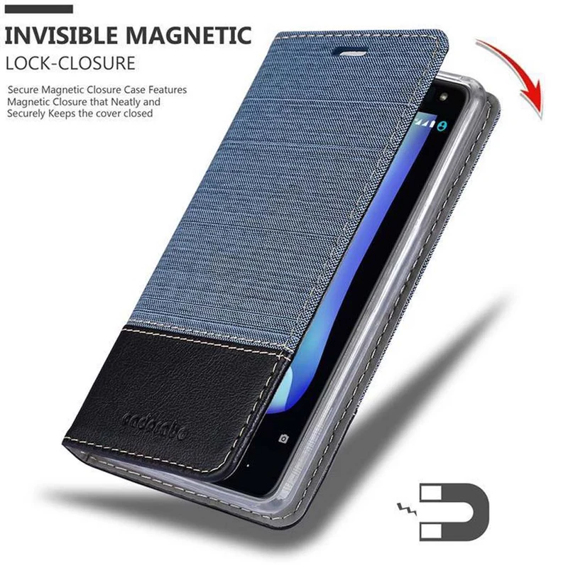 Cadorabo Hülle kompatibel mit BQ Aquaris U2 / U2 LITE Schutzhülle mit Magnetverschluss, Standfunktion und Kartenfach