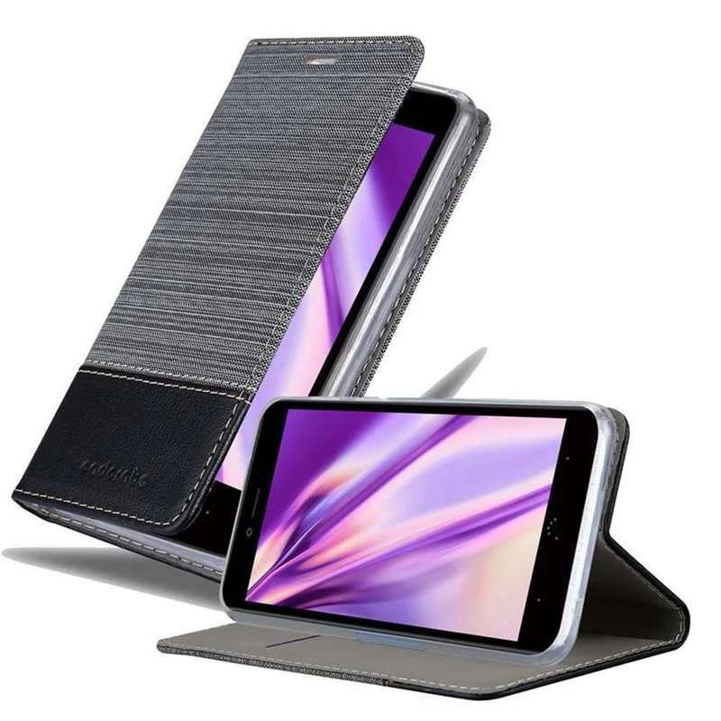Cadorabo Hülle kompatibel mit BQ Aquaris U PLUS Schutzhülle mit Magnetverschluss, Standfunktion und Kartenfach