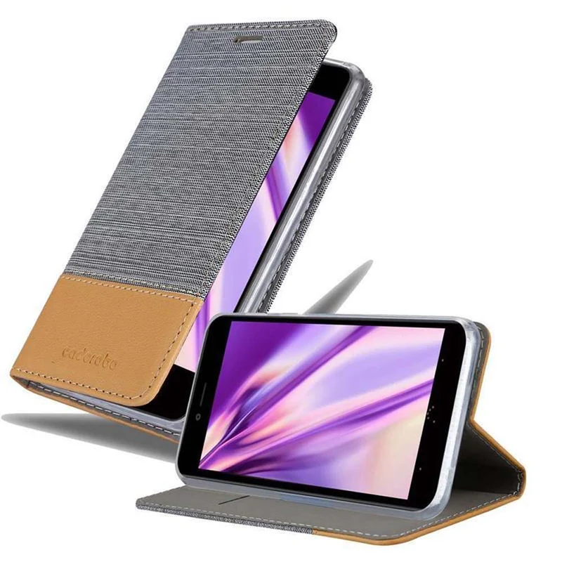 Cadorabo Hülle kompatibel mit BQ Aquaris U PLUS Schutzhülle mit Magnetverschluss, Standfunktion und Kartenfach