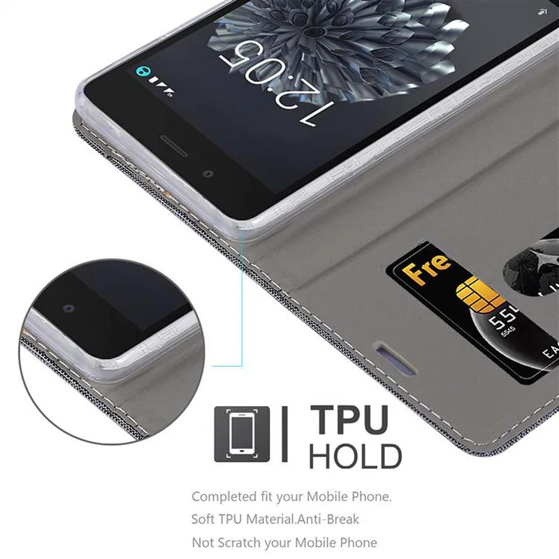 Cadorabo Hülle kompatibel mit BQ Aquaris X5 Schutzhülle mit Magnetverschluss, Standfunktion und Kartenfach