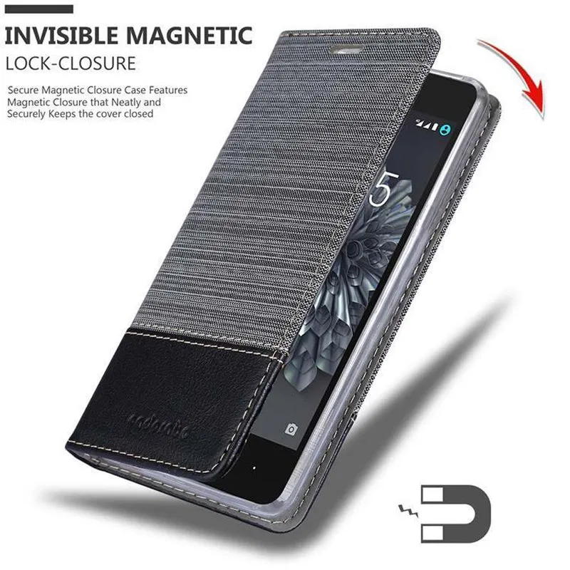 Cadorabo Hülle kompatibel mit BQ Aquaris X5 Schutzhülle mit Magnetverschluss, Standfunktion und Kartenfach