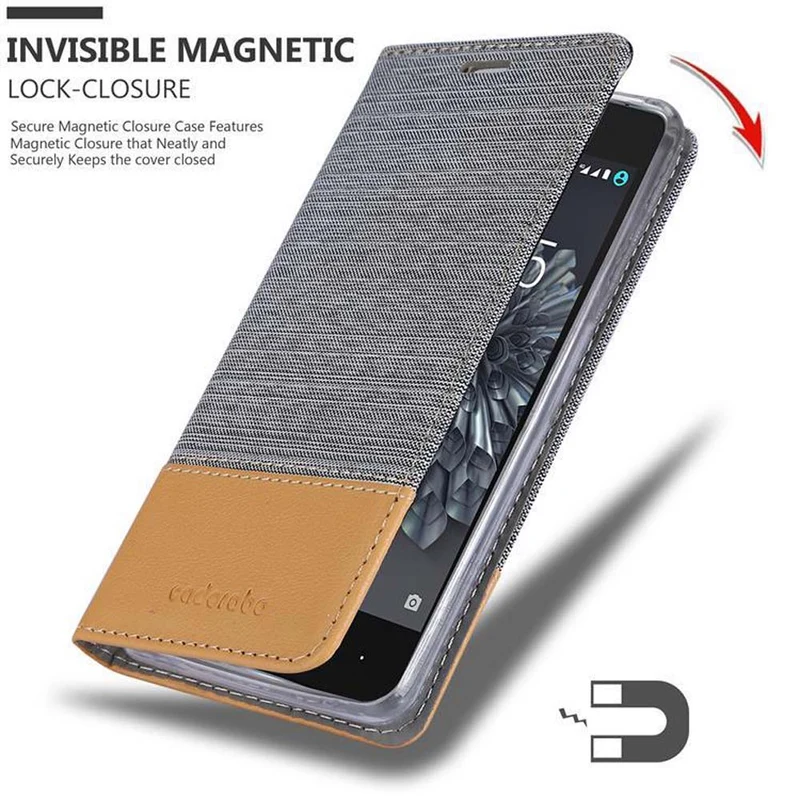 Cadorabo Hülle kompatibel mit BQ Aquaris X5 Schutzhülle mit Magnetverschluss, Standfunktion und Kartenfach