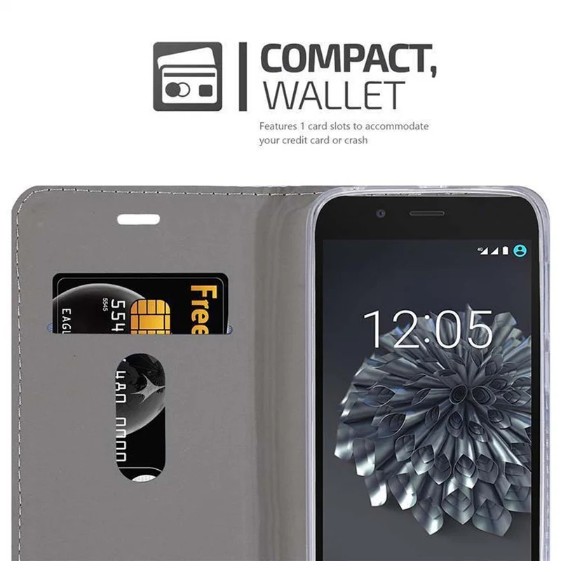 Cadorabo Hülle kompatibel mit BQ Aquaris X5 Schutzhülle mit Magnetverschluss, Standfunktion und Kartenfach