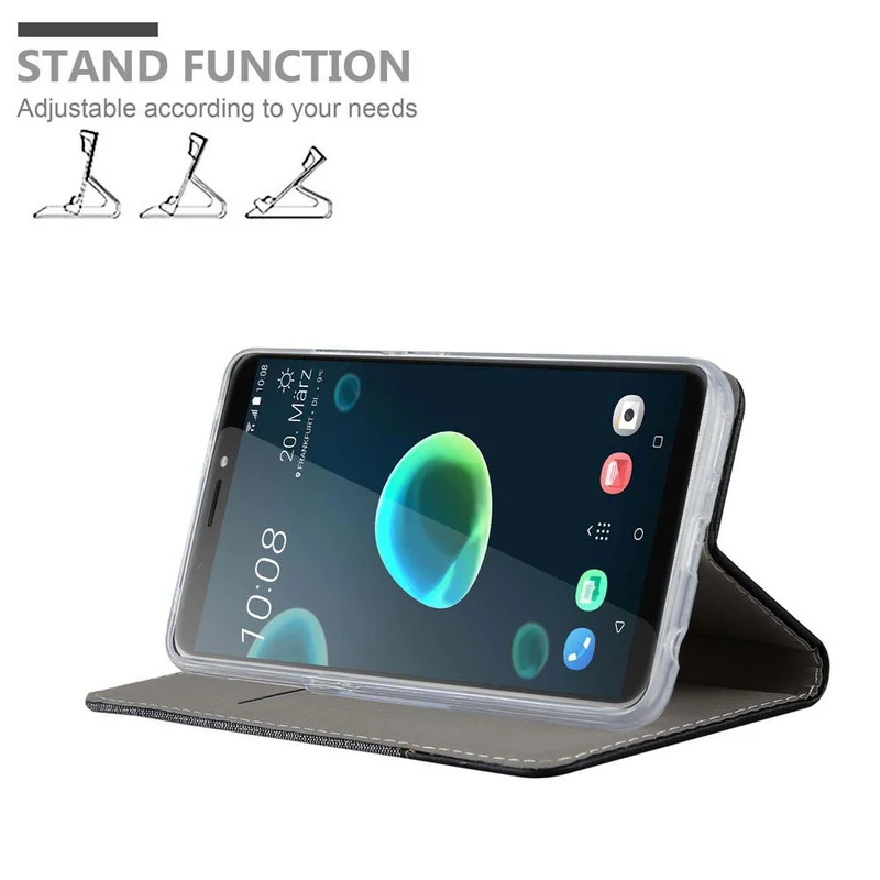 Cadorabo Hülle kompatibel mit HTC Desire 12 PLUS Schutzhülle mit Magnetverschluss, Standfunktion und Kartenfach