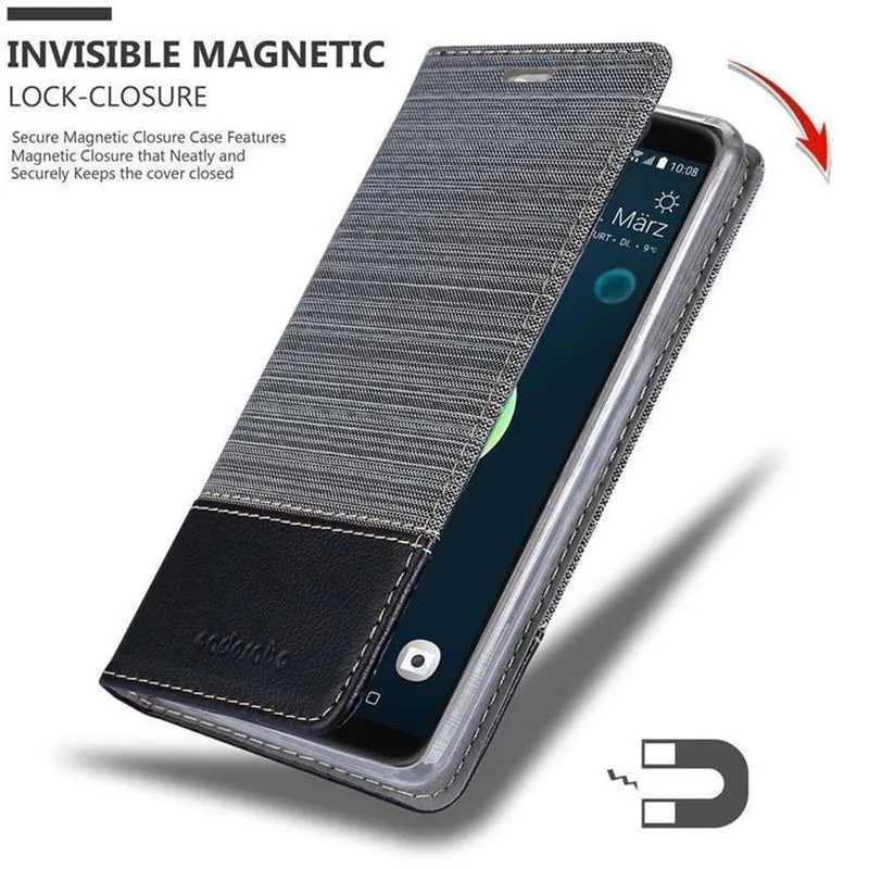 Cadorabo Hülle kompatibel mit HTC Desire 12 PLUS Schutzhülle mit Magnetverschluss, Standfunktion und Kartenfach