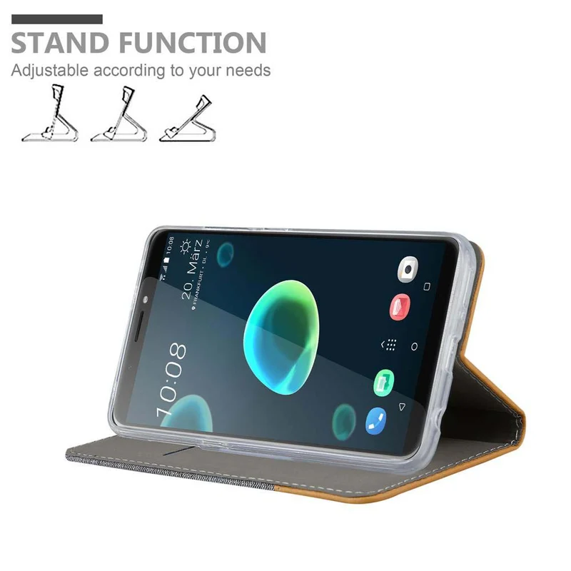 Cadorabo Hülle kompatibel mit HTC Desire 12 PLUS Schutzhülle mit Magnetverschluss, Standfunktion und Kartenfach