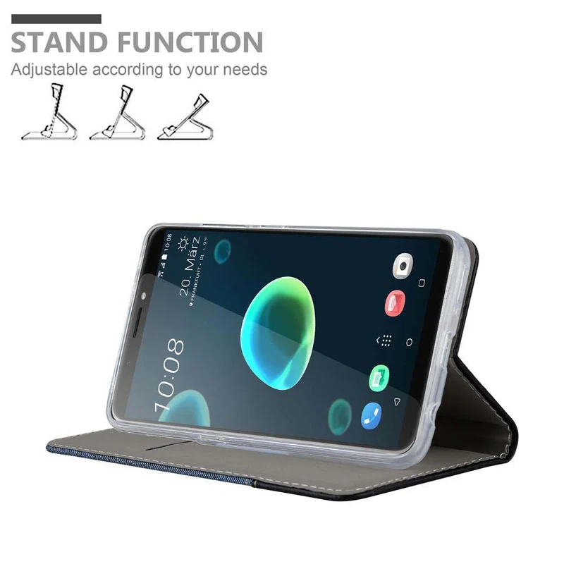 Cadorabo Hülle kompatibel mit HTC Desire 12 PLUS Schutzhülle mit Magnetverschluss, Standfunktion und Kartenfach