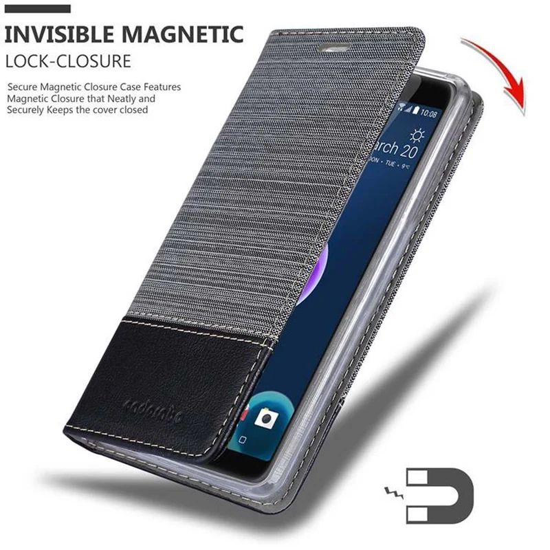 Cadorabo Hülle kompatibel mit HTC Desire 12 Schutzhülle mit Magnetverschluss, Standfunktion und Kartenfach