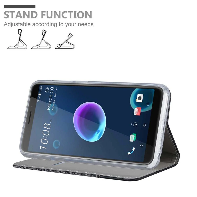 Cadorabo Hülle kompatibel mit HTC Desire 12 Schutzhülle mit Magnetverschluss, Standfunktion und Kartenfach