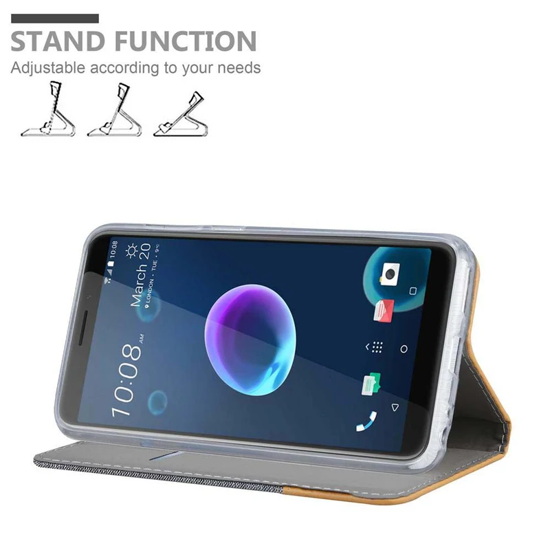 Cadorabo Hülle kompatibel mit HTC Desire 12 Schutzhülle mit Magnetverschluss, Standfunktion und Kartenfach