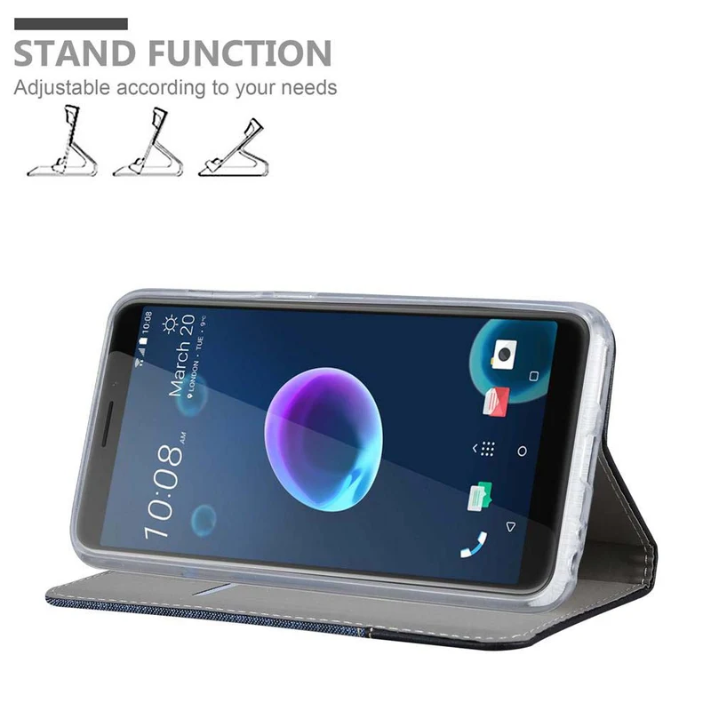 Cadorabo Hülle kompatibel mit HTC Desire 12 Schutzhülle mit Magnetverschluss, Standfunktion und Kartenfach