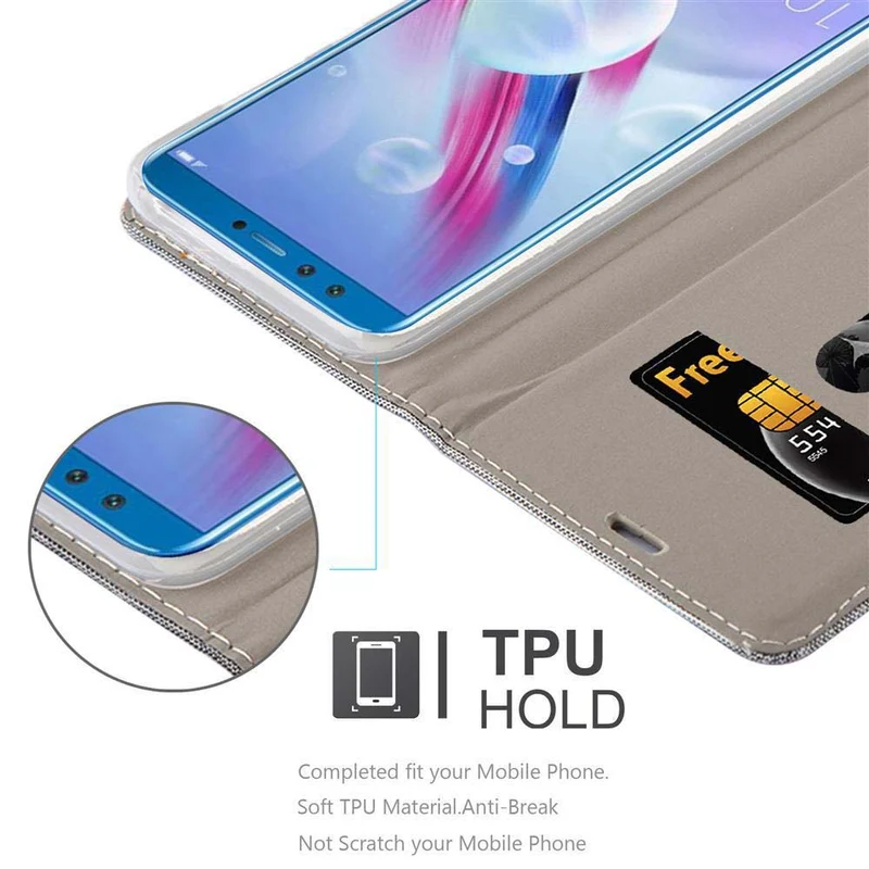 Cadorabo Hülle kompatibel mit Honor 9 LITE Schutzhülle mit Magnetverschluss, Standfunktion und Kartenfach