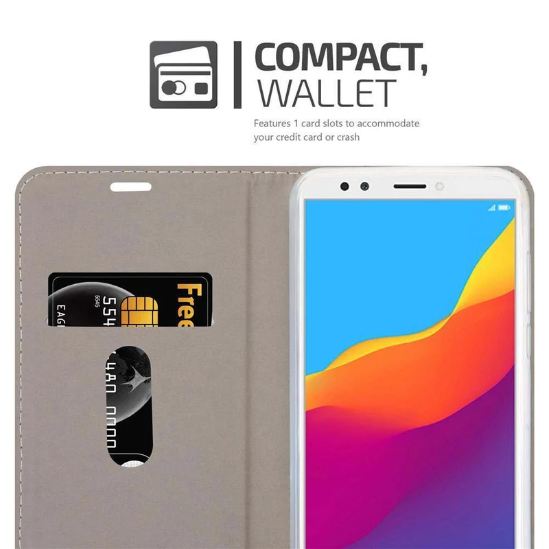 Cadorabo Hülle kompatibel mit Honor 7C / Huawei Y7 2018 Schutzhülle mit Magnetverschluss, Standfunktion und Kartenfach