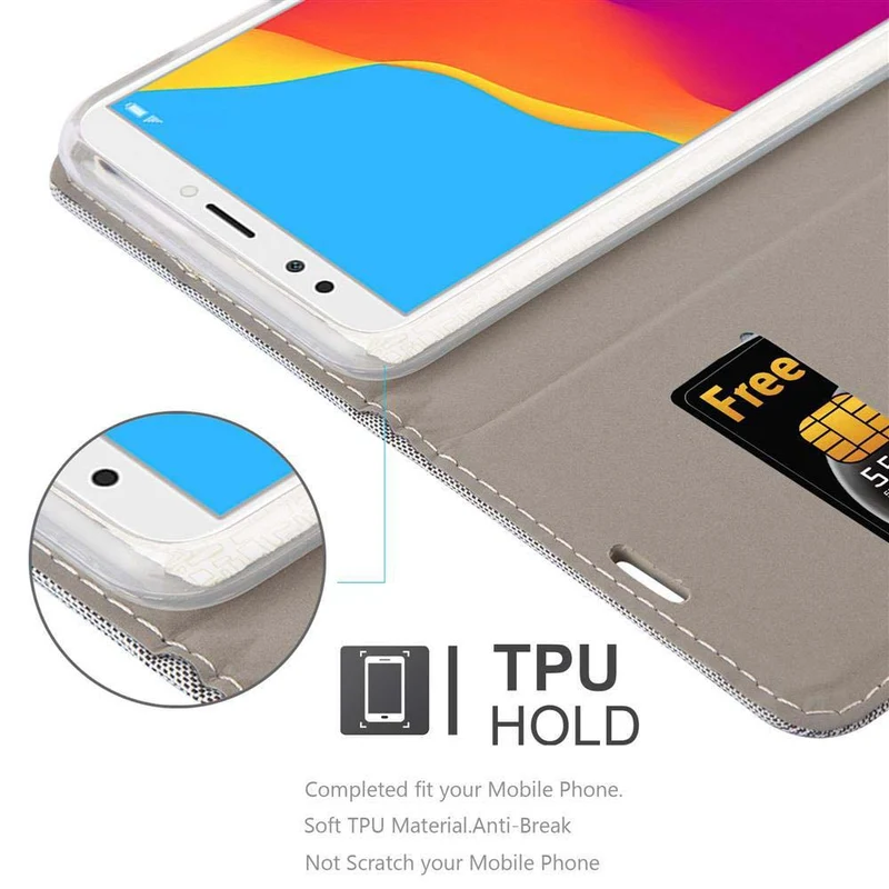 Cadorabo Hülle kompatibel mit Honor 7C / Huawei Y7 2018 Schutzhülle mit Magnetverschluss, Standfunktion und Kartenfach