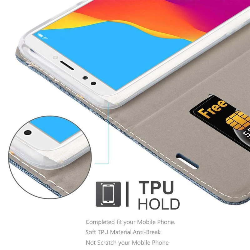 Cadorabo Hülle kompatibel mit Honor 7C / Huawei Y7 2018 Schutzhülle mit Magnetverschluss, Standfunktion und Kartenfach