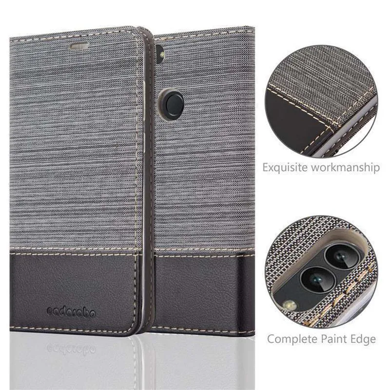 Cadorabo Hülle kompatibel mit Huawei P SMART 2018 / Enjoy 7S Schutzhülle mit Magnetverschluss, Standfunktion und Kartenfach