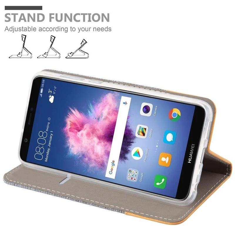 Cadorabo Hülle kompatibel mit Huawei P SMART 2018 / Enjoy 7S Schutzhülle mit Magnetverschluss, Standfunktion und Kartenfach