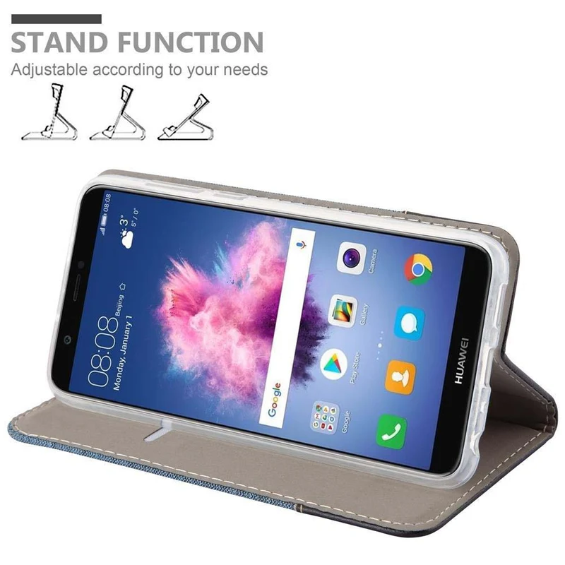 Cadorabo Hülle kompatibel mit Huawei P SMART 2018 / Enjoy 7S Schutzhülle mit Magnetverschluss, Standfunktion und Kartenfach