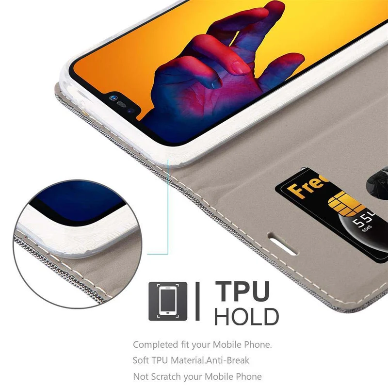 Cadorabo Hülle kompatibel mit Huawei P20 LITE 2018 / NOVA 3E Schutzhülle mit Magnetverschluss, Standfunktion und Kartenfach