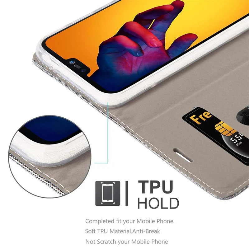 Cadorabo Hülle kompatibel mit Huawei P20 LITE 2018 / NOVA 3E Schutzhülle mit Magnetverschluss, Standfunktion und Kartenfach
