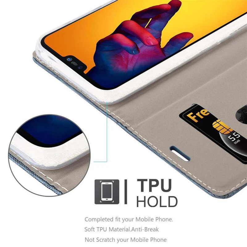 Cadorabo Hülle kompatibel mit Huawei P20 LITE 2018 / NOVA 3E Schutzhülle mit Magnetverschluss, Standfunktion und Kartenfach