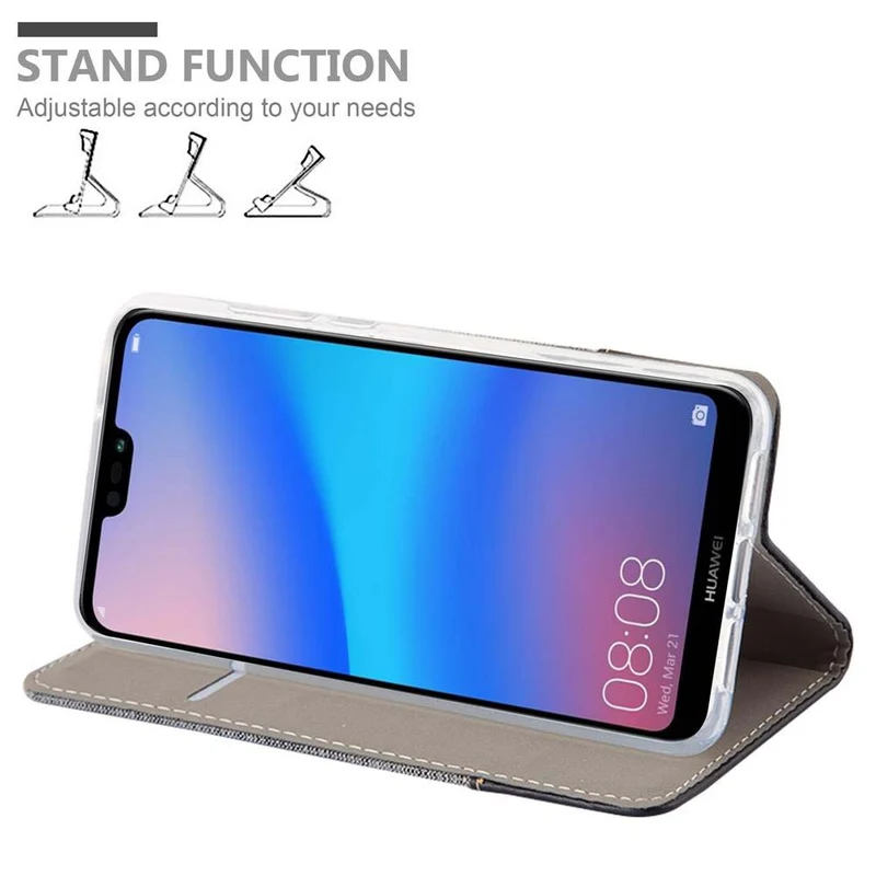 Cadorabo Hülle kompatibel mit Huawei P20 Schutzhülle mit Magnetverschluss, Standfunktion und Kartenfach