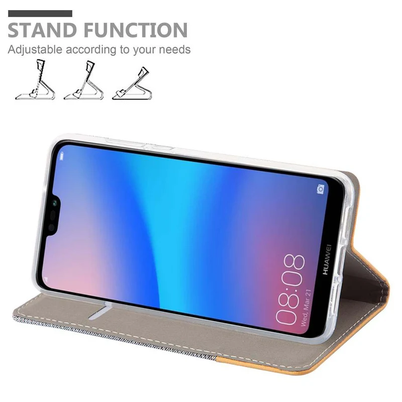 Cadorabo Hülle kompatibel mit Huawei P20 Schutzhülle mit Magnetverschluss, Standfunktion und Kartenfach