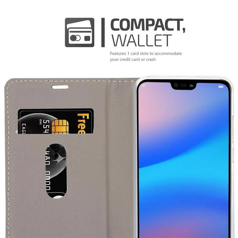 Cadorabo Hülle kompatibel mit Huawei P20 Schutzhülle mit Magnetverschluss, Standfunktion und Kartenfach