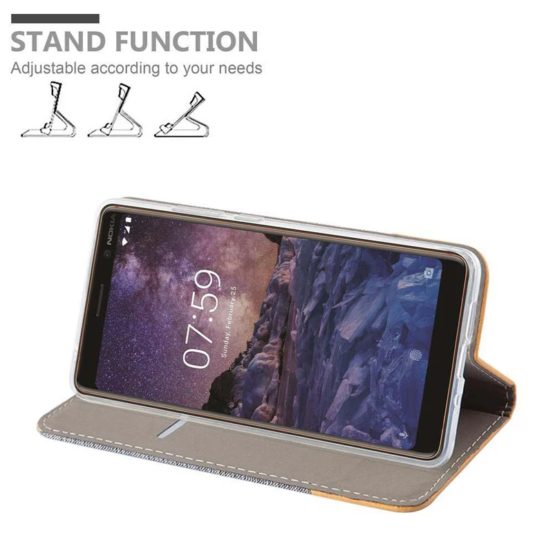 Cadorabo Hülle kompatibel mit Nokia 7 PLUS Schutzhülle mit Magnetverschluss, Standfunktion und Kartenfach