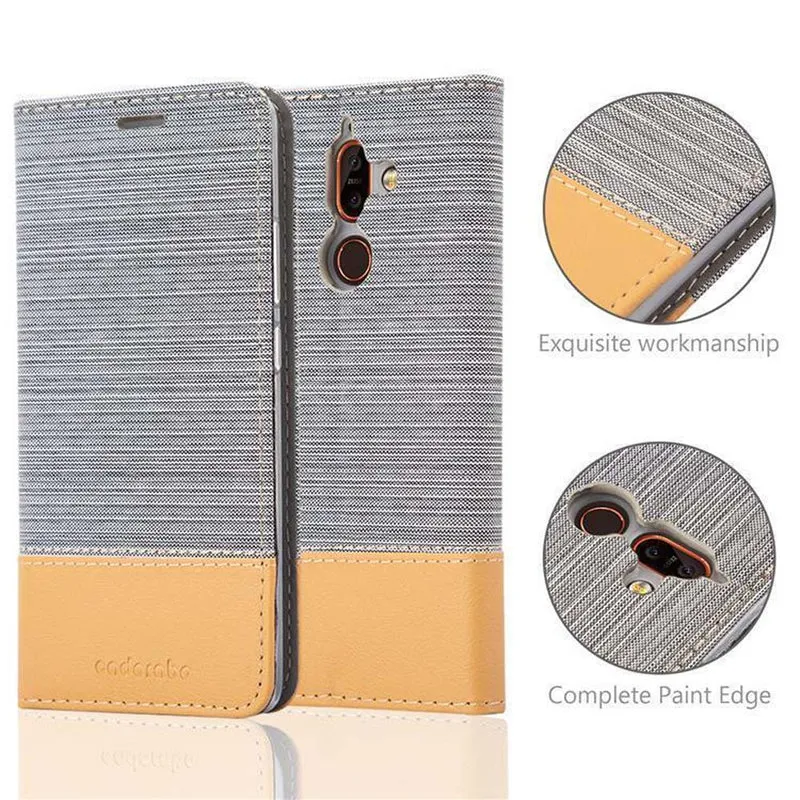 Cadorabo Hülle kompatibel mit Nokia 7 PLUS Schutzhülle mit Magnetverschluss, Standfunktion und Kartenfach