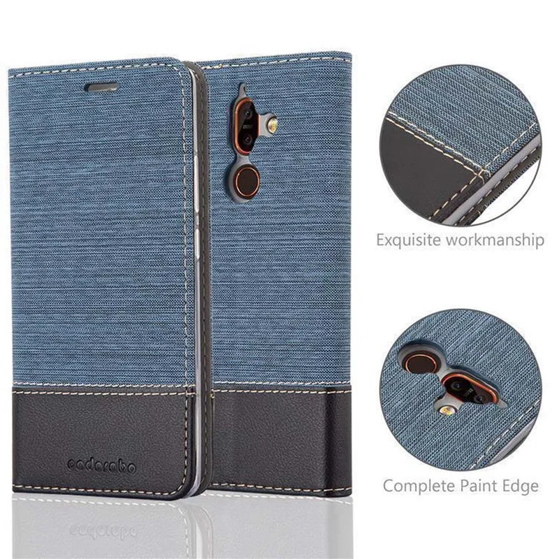 Cadorabo Hülle kompatibel mit Nokia 7 PLUS Schutzhülle mit Magnetverschluss, Standfunktion und Kartenfach