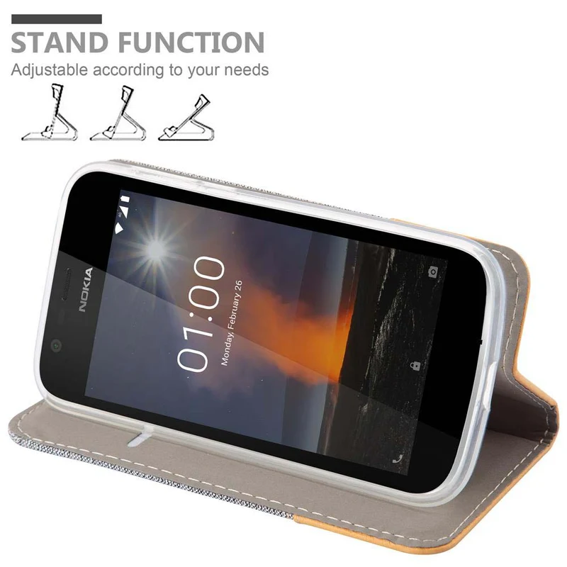 Cadorabo Hülle kompatibel mit Nokia 1 2018 Schutzhülle mit Magnetverschluss, Standfunktion und Kartenfach