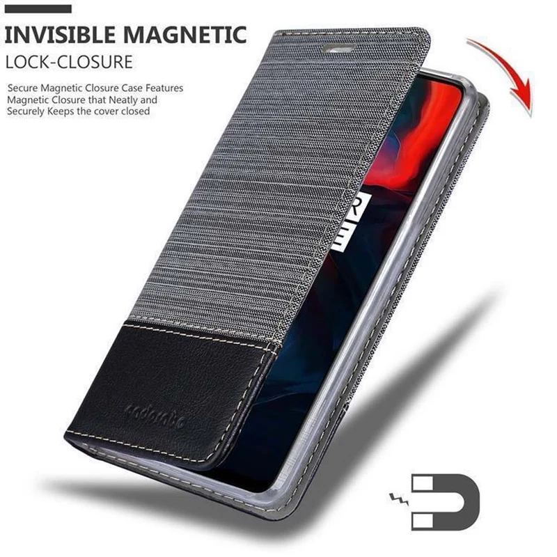 Cadorabo Hülle kompatibel mit OnePlus 6 Schutzhülle mit Magnetverschluss, Standfunktion und Kartenfach