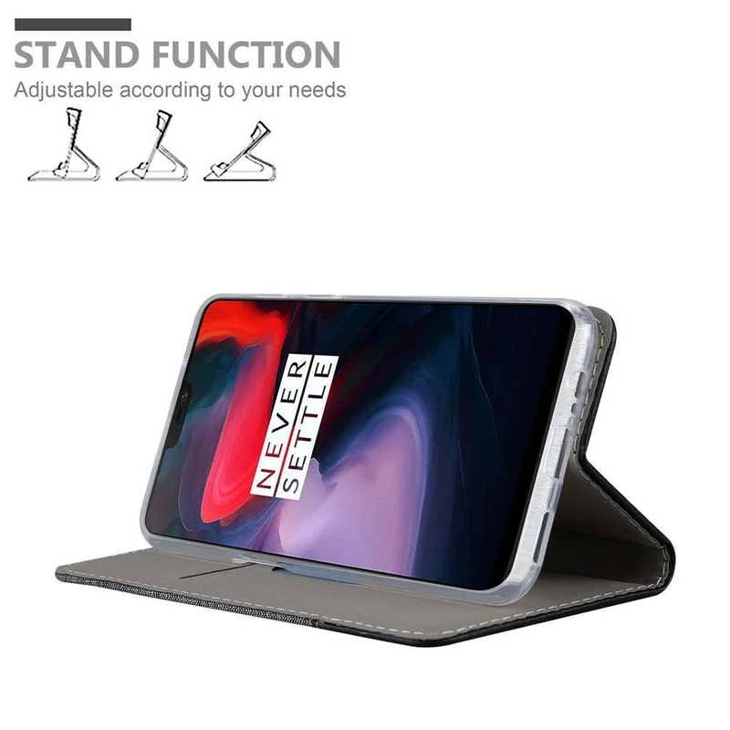 Cadorabo Hülle kompatibel mit OnePlus 6 Schutzhülle mit Magnetverschluss, Standfunktion und Kartenfach