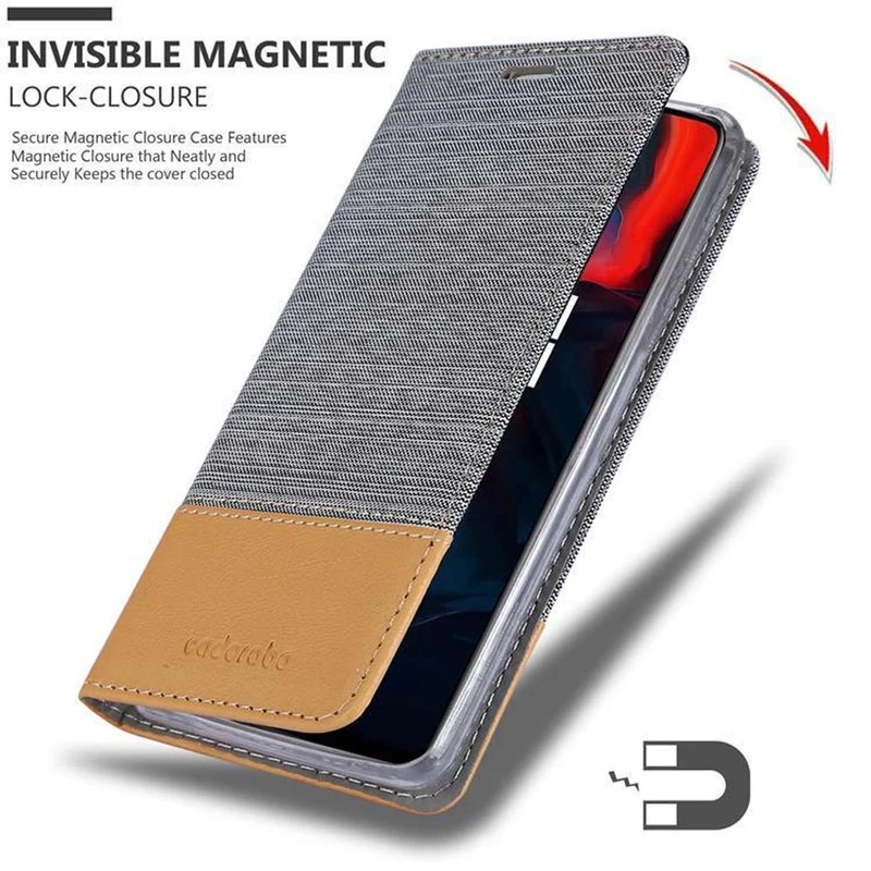 Cadorabo Hülle kompatibel mit OnePlus 6 Schutzhülle mit Magnetverschluss, Standfunktion und Kartenfach