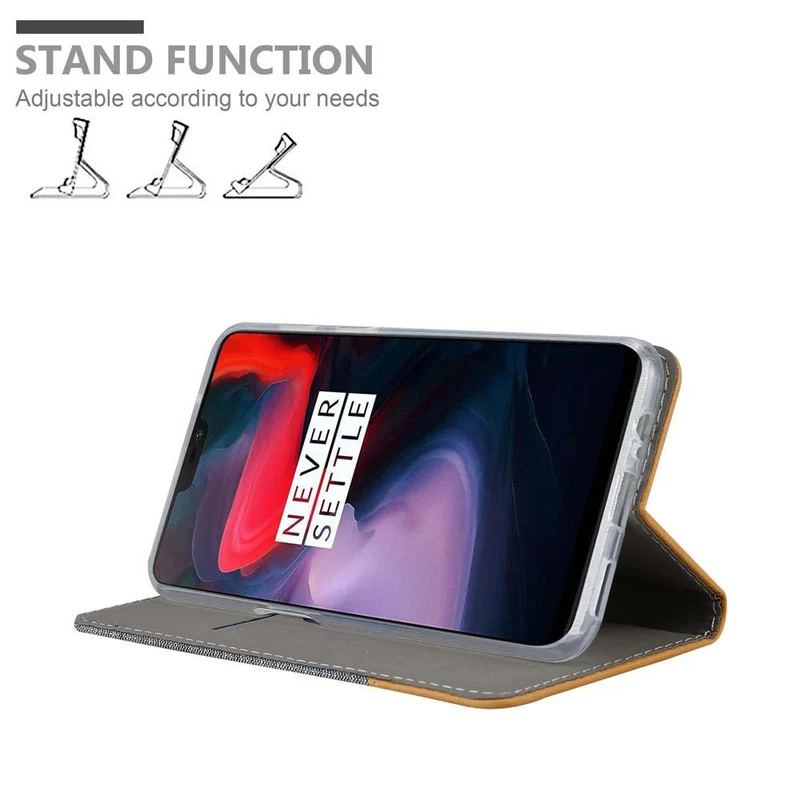 Cadorabo Hülle kompatibel mit OnePlus 6 Schutzhülle mit Magnetverschluss, Standfunktion und Kartenfach