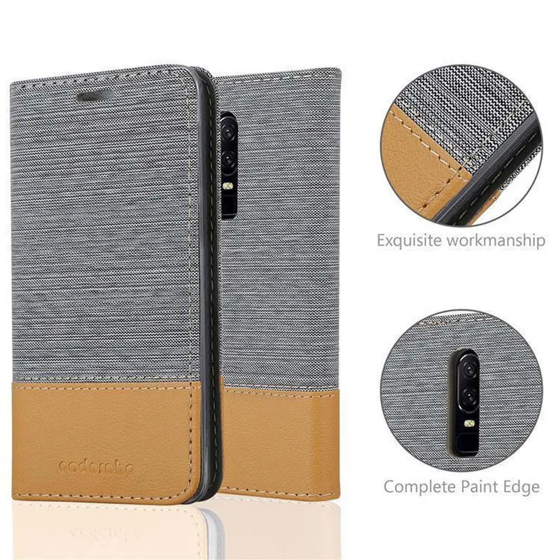 Cadorabo Hülle kompatibel mit OnePlus 6 Schutzhülle mit Magnetverschluss, Standfunktion und Kartenfach