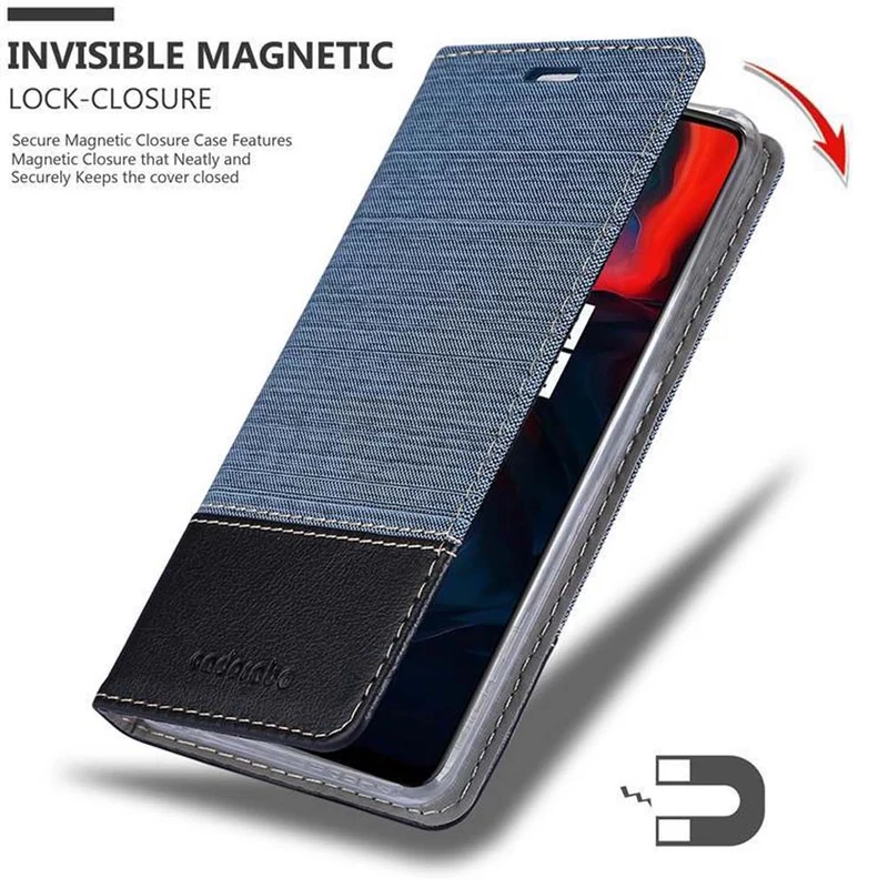 Cadorabo Hülle kompatibel mit OnePlus 6 Schutzhülle mit Magnetverschluss, Standfunktion und Kartenfach
