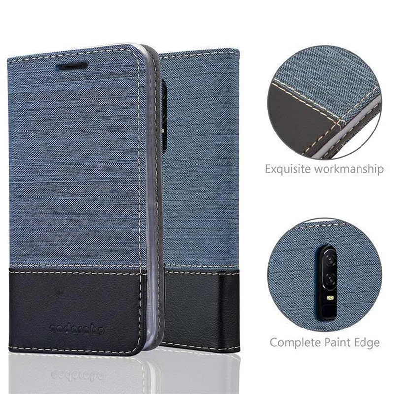 Cadorabo Hülle kompatibel mit OnePlus 6 Schutzhülle mit Magnetverschluss, Standfunktion und Kartenfach