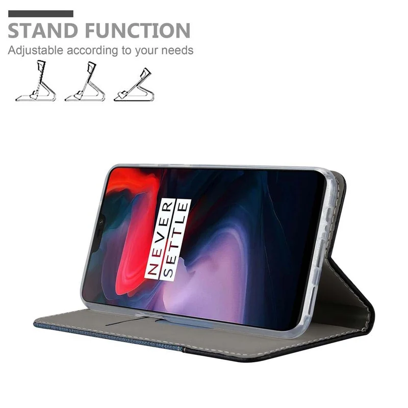 Cadorabo Hülle kompatibel mit OnePlus 6 Schutzhülle mit Magnetverschluss, Standfunktion und Kartenfach