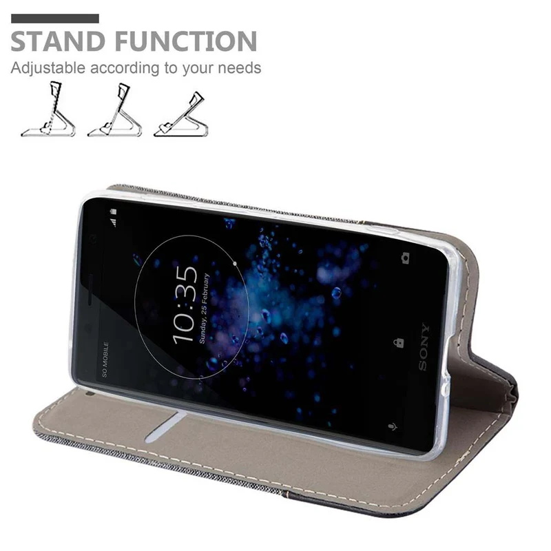 Cadorabo Hülle kompatibel mit Sony Xperia XZ2 COMPACT Schutzhülle mit Magnetverschluss, Standfunktion und Kartenfach