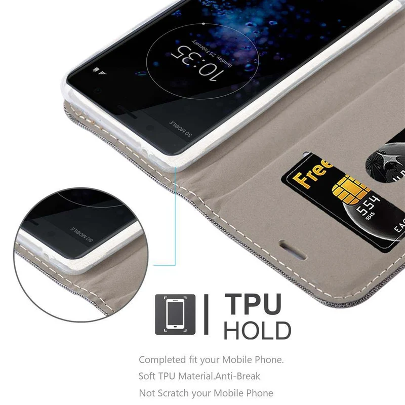 Cadorabo Hülle kompatibel mit Sony Xperia XZ2 COMPACT Schutzhülle mit Magnetverschluss, Standfunktion und Kartenfach