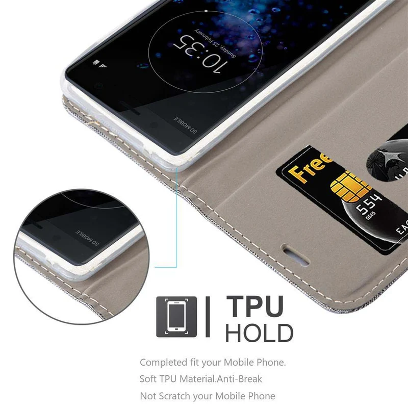 Cadorabo Hülle kompatibel mit Sony Xperia XZ2 COMPACT Schutzhülle mit Magnetverschluss, Standfunktion und Kartenfach