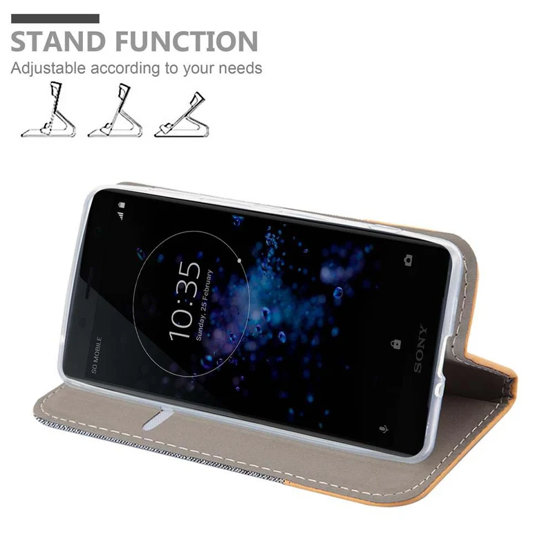 Cadorabo Hülle kompatibel mit Sony Xperia XZ2 COMPACT Schutzhülle mit Magnetverschluss, Standfunktion und Kartenfach