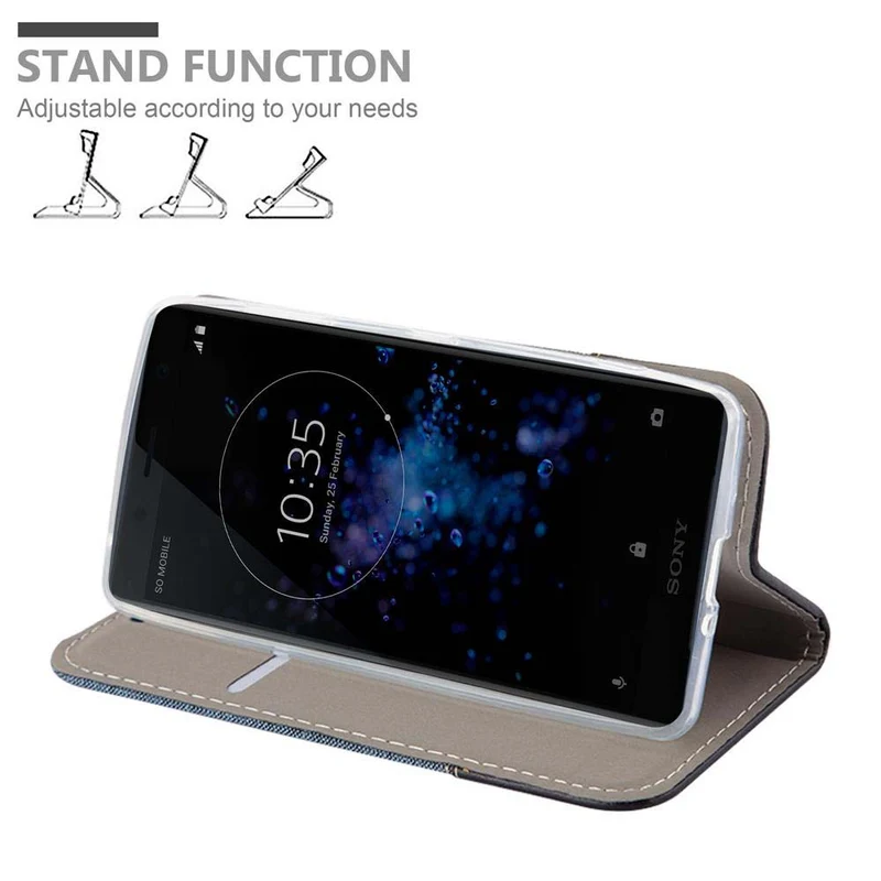 Cadorabo Hülle kompatibel mit Sony Xperia XZ2 COMPACT Schutzhülle mit Magnetverschluss, Standfunktion und Kartenfach
