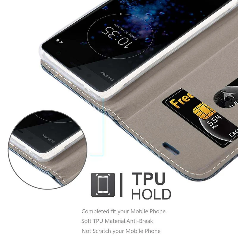 Cadorabo Hülle kompatibel mit Sony Xperia XZ2 COMPACT Schutzhülle mit Magnetverschluss, Standfunktion und Kartenfach
