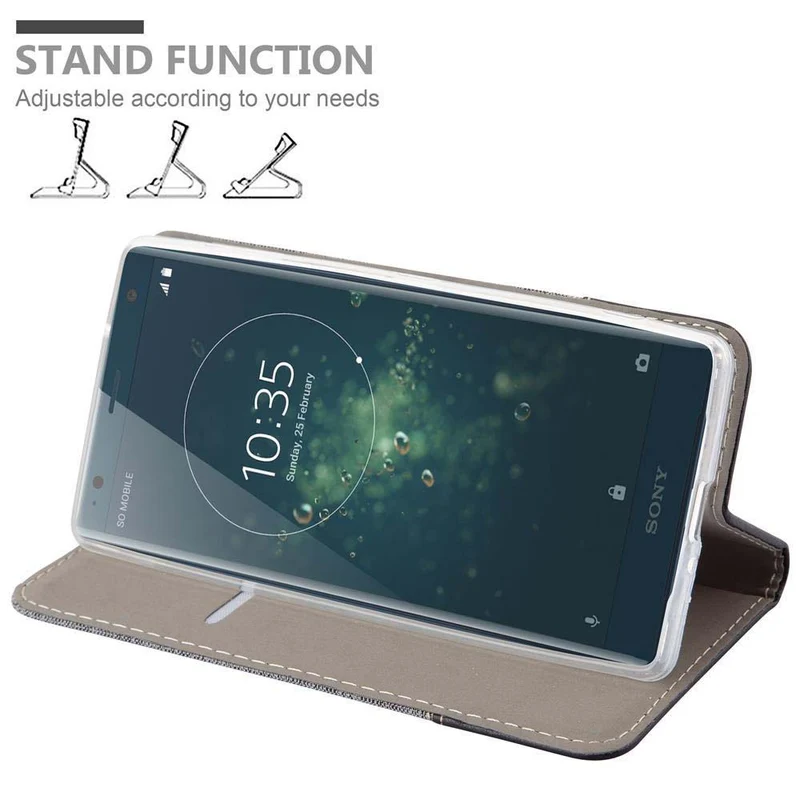 Cadorabo Hülle kompatibel mit Sony Xperia XZ2 Schutzhülle mit Magnetverschluss, Standfunktion und Kartenfach