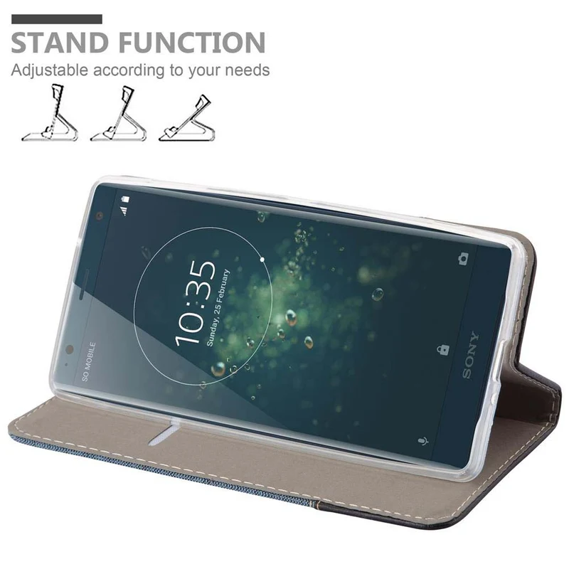 Cadorabo Hülle kompatibel mit Sony Xperia XZ2 Schutzhülle mit Magnetverschluss, Standfunktion und Kartenfach