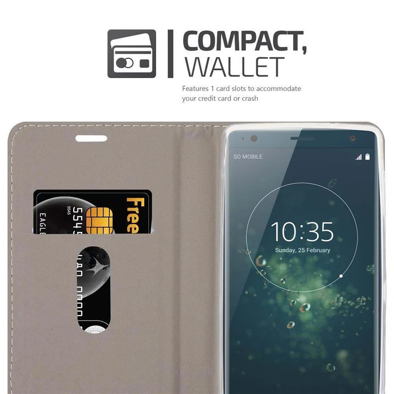 Cadorabo Hülle kompatibel mit Sony Xperia XZ2 Schutzhülle mit Magnetverschluss, Standfunktion und Kartenfach